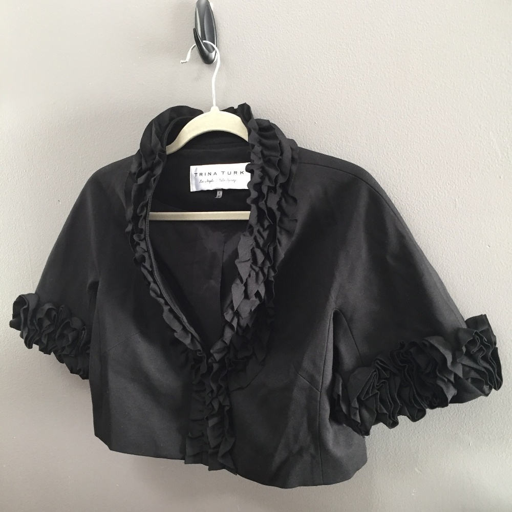 Trina Turk Ruffled Trim Woven Jacket